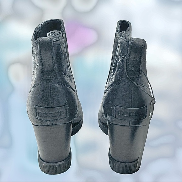 SOREL NWT WATERPROOF JOAN UPTOWN CHELSEA LUG BOOTS IN BLACK LEATHER 7.5 FIRM - Picture 6 of 10